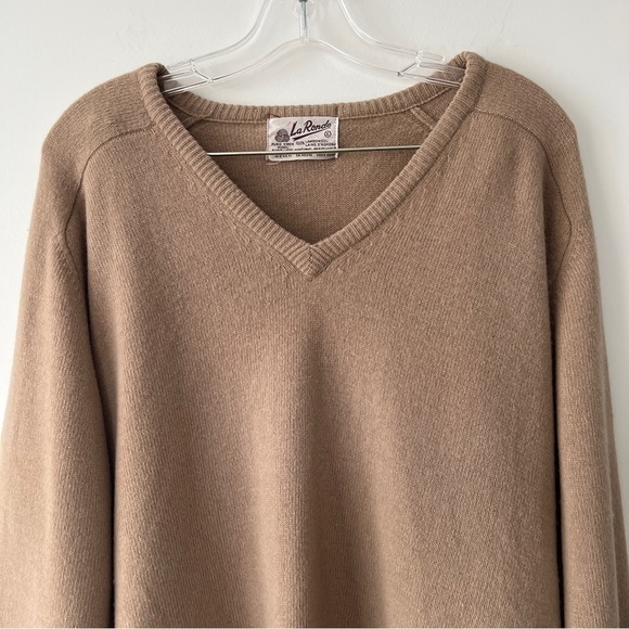 Vintage Camel Neutral Earthy Toned Lambswool Oversized Pullover Sweater Size XL - Picture 3 of 7